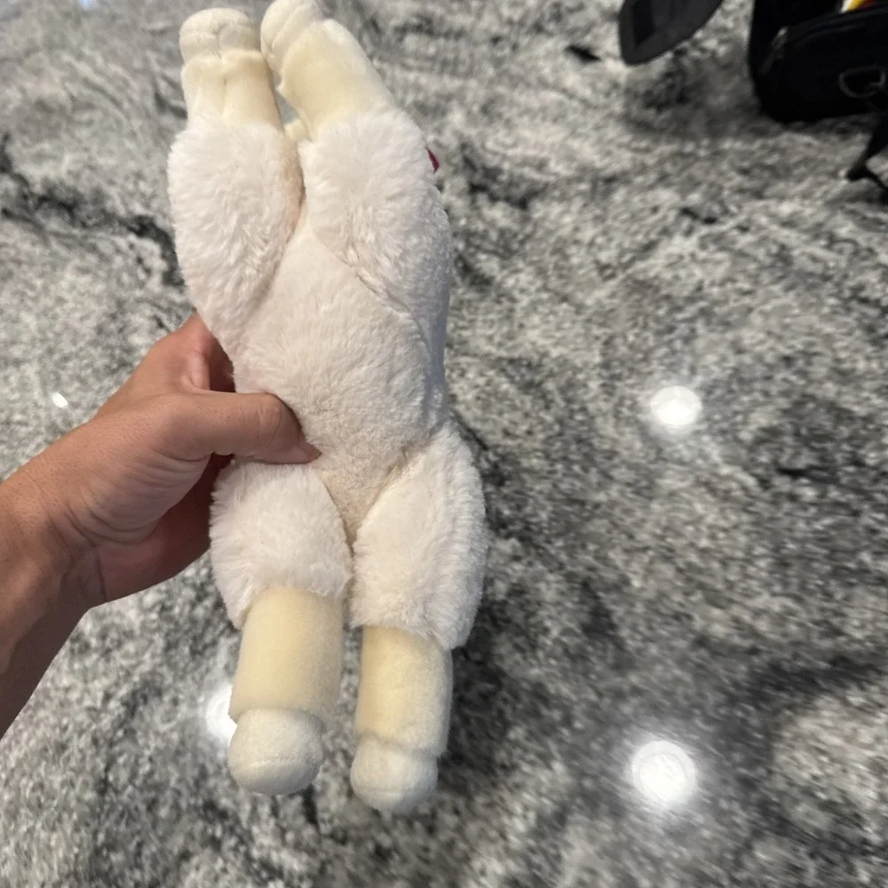 Aurora Mary Llama Plush White Stuffed Animal Pink Heart 14 Inch Clean And Soft